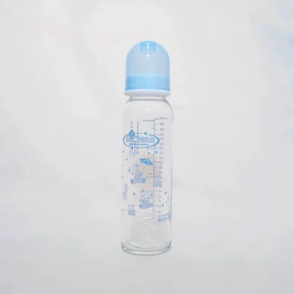 Camera Glass Feeding Bottle, BPA Free, 240 ml with heat-resistant glass and anti-colic air-valve teat