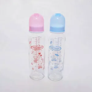 Camera Glass Feeding Bottle, BPA Free, 240 ml with heat-resistant glass and anti-colic air-valve teat