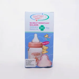 Camera Hi-Heat Resistant Wide Neck Glass Feeding Bottle 120ml in Pink