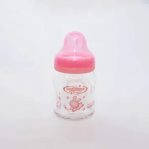 Camera Hi-Heat Resistant Wide Neck Glass Feeding Bottle 120ml in Pink