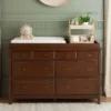 PureComfort Extra Wide Dresser & Topper Set in a nursery, showcasing six spacious drawers and a removable changing topper for added versatility and style.